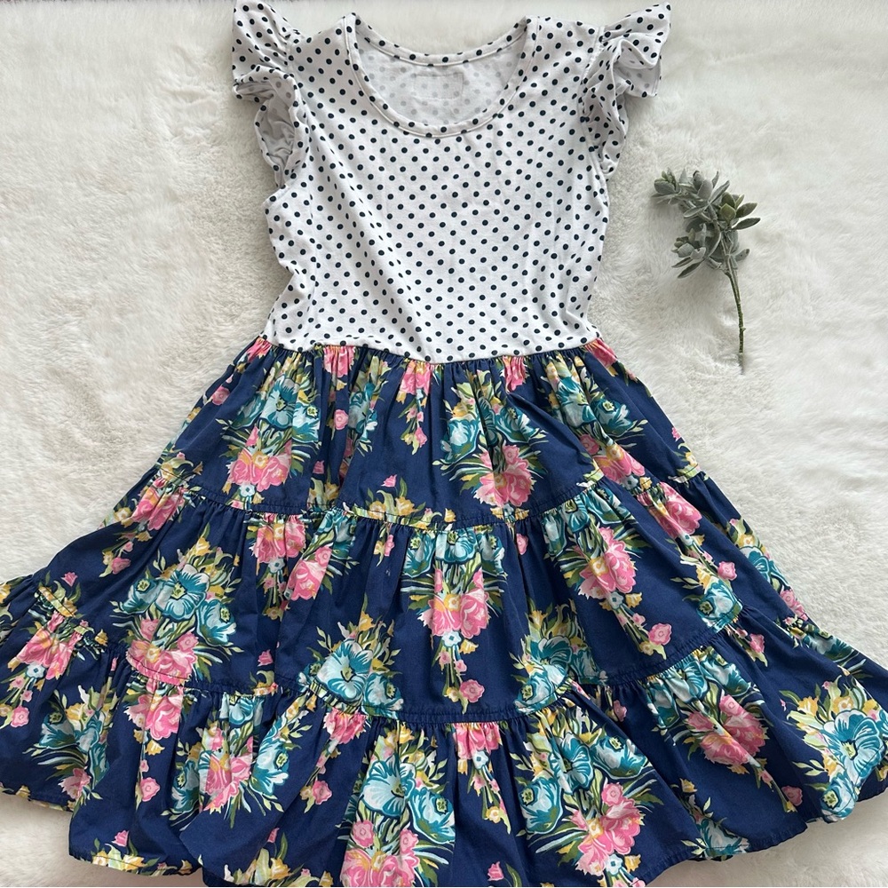 Eleanor Rose | EUC - Dot/Floral Print Flowy Dress - Size 7/8